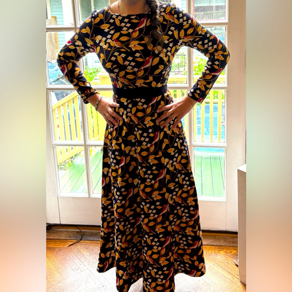 Birds and Flowers Maxi Dress